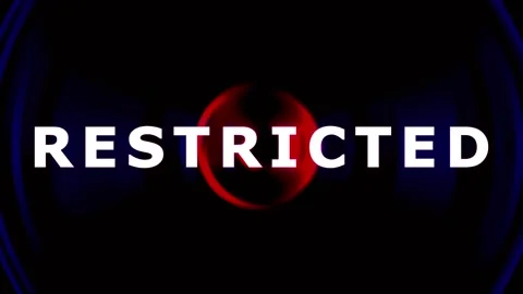 Restricted text animation with glowing effects and pulsating circles during.. Video stock 343478900