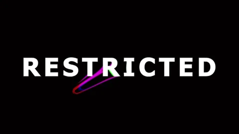 Restricted Text Glitching Against Black Background With Subtle Lens Flares Video stock 343478910