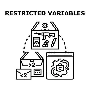 Restricted variables indicating limited access to illicit goods Stock Illustration