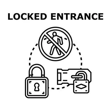 Restricting access and limiting entry with security measures Stock Illustration