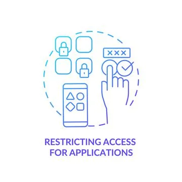 Restricting access for applications blue gradient concept icon 스톡 일러스트
