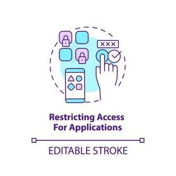 Restricting access for applications concept icon 스톡 일러스트
