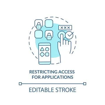 Restricting access for applications turquoise concept icon Stock Illustration