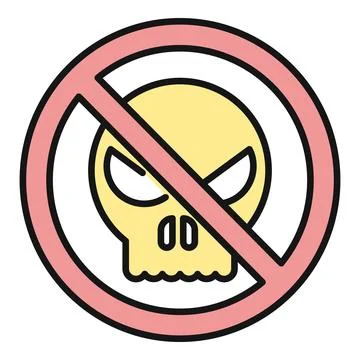 Restricting danger with a no entry skull warning sign Stock Illustration