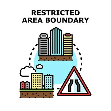Restricting urban area access with a boundary sign Ilustración de archivo
