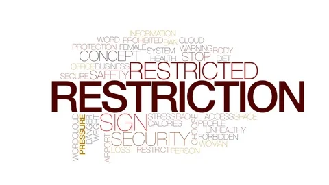 Restriction animated word cloud, text design animation. Kinetic typography. Stock Footage 71799402