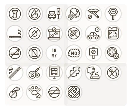 Restriction Professional Vector Set with 28 Bold Line Editable 64x64 Icons Stock Illustration