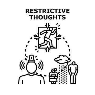Restrictive thoughts causing mental block and depression Stock Illustration