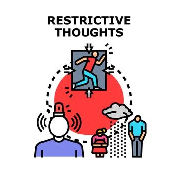 Restrictive thoughts causing mental block and depression Stock Illustration