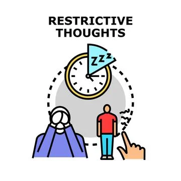 Restrictive thoughts causing stress and sleep problems 스톡 일러스트