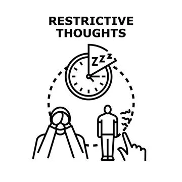 Restrictive thoughts causing stress and sleep problems Stock Illustration