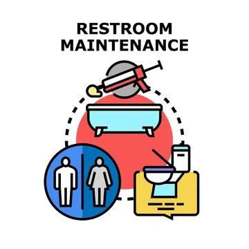 Restroom maintenance service concept vector illustration Stock Illustration