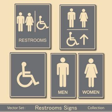 Restroom Signs Vector Collection Stock Illustration