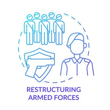 Restructuring armed forces blue gradient concept icon Stock Illustration