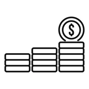 Restructuring dollar icon, outline style Stock Illustration