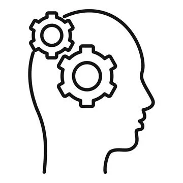 Restructuring gear icon, outline style Illustration