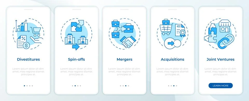 Restructuring strategy tools blue onboarding mobile app screen Stock Illustration