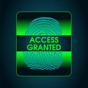 The result of the fingerprint scan access is granted Illustrazione stock
