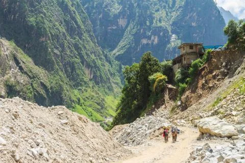 Result of landslide Stock Photos