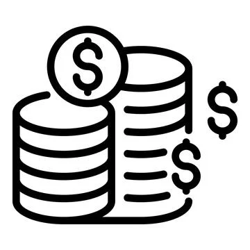 Result money coin stack icon, outline style Stock Illustration