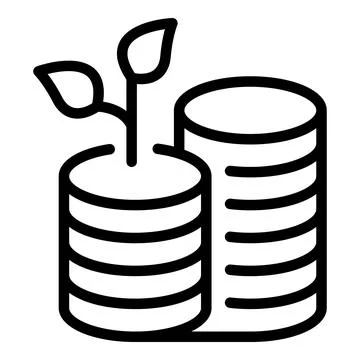 Result money coins stack icon, outline style Stock Illustration