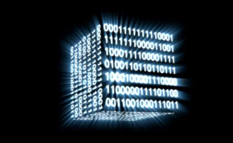 The resultant matrix cube consisting of binary code Stockillustratie