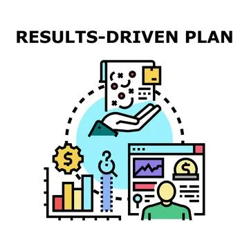 Results driven plan strategy implementing business goals progress Stock Illustration
