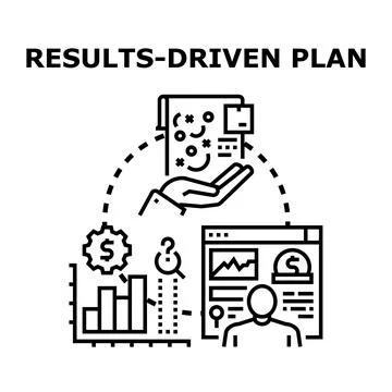 Results driven plan strategy implementing business goals progress Stock Illustration