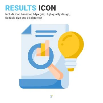 Results icon vector with flat color style isolated on white background Stock Illustration