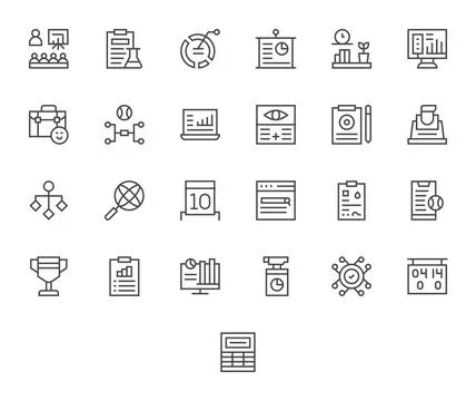 Results Vector Graphics Pack including 25 Regular Line 128x128 Pixel Optimi.. Stockillustratie
