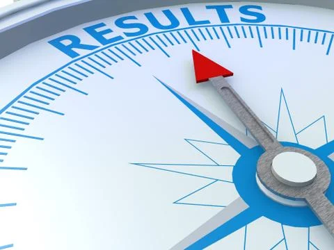 Results word on compass isolated Stock Illustration