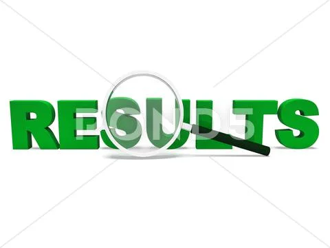 Results word shows score result or achievement Stock Illustration