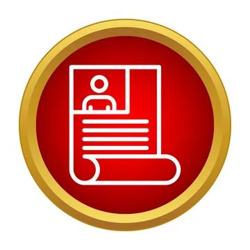Resume application document icon in round button 库存插图