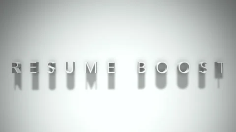 Resume boost 3D title animation white text on a white background Stock Footage 299757783