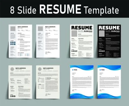 Resume Bundle Template Design with Modern CV and Cover Letter Stock Illustration