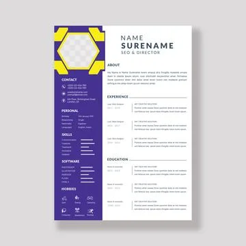 Resume curriculum template design Stock-Illustration