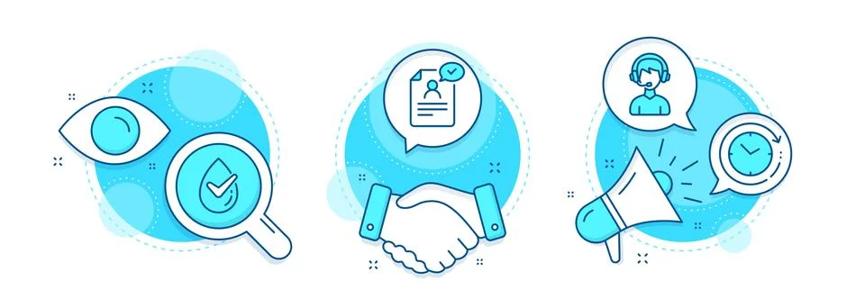 Resume document, Dermatologically tested and Time change icons set. Consultant 库存插图