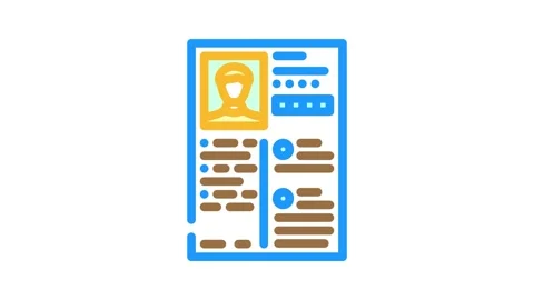 Resume document interview job color icon animation Stock Footage 327257378