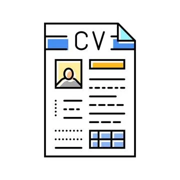 Resume document interview job color icon vector illustration Stock Illustration