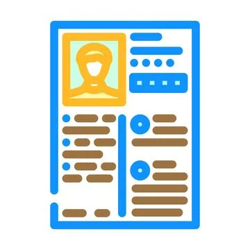 Resume document interview job color icon vector illustration Illustrazione stock