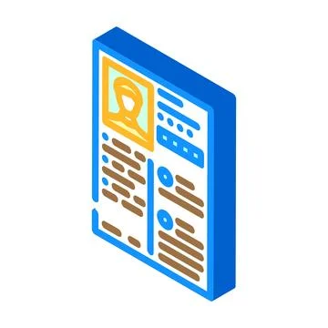 Resume document interview job isometric icon vector illustration Illustrazione stock