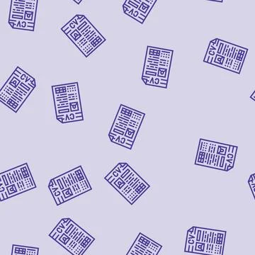 Resume document interview job line seamless pattern Stock Illustration