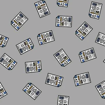 Resume document interview job vector seamless pattern Illustrazione stock