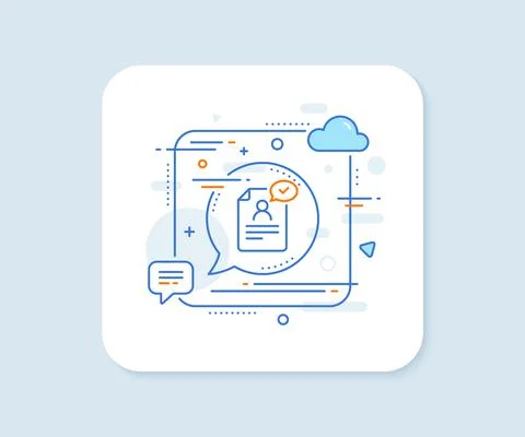 Resume document line icon. Contract application sign. Agreement file. Vector Stock Illustration