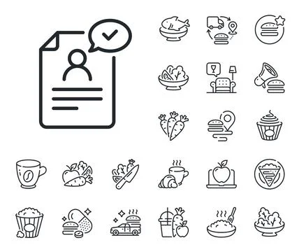 Resume document line icon. Contract application sign. Agreement file. Crepe Illustrazione stock