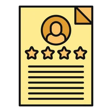 Resume document showing candidate profile and rating Stock Illustration