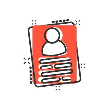 Resume icon in comic style. Contract document vector cartoon illustration pic Ilustración de archivo