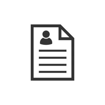 Resume icon in flat style. Contract document vector illustration on white iso Ilustración de archivo