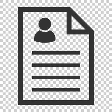 Resume icon in flat style. Contract document vector illustration on isolated  Illustrazione stock
