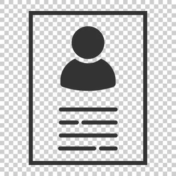 Resume icon in flat style. Contract document vector illustration on isolated  스톡 일러스트